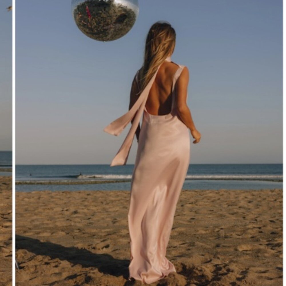 DAILY DRILLS - Silky Maxi Dress with Neck Tie
